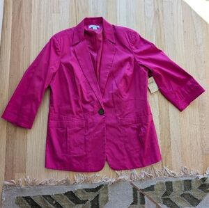 NWT Coldwater Creek Women's Hot Pink 3/4 Sleeve Blazer Jacket (Size 16)